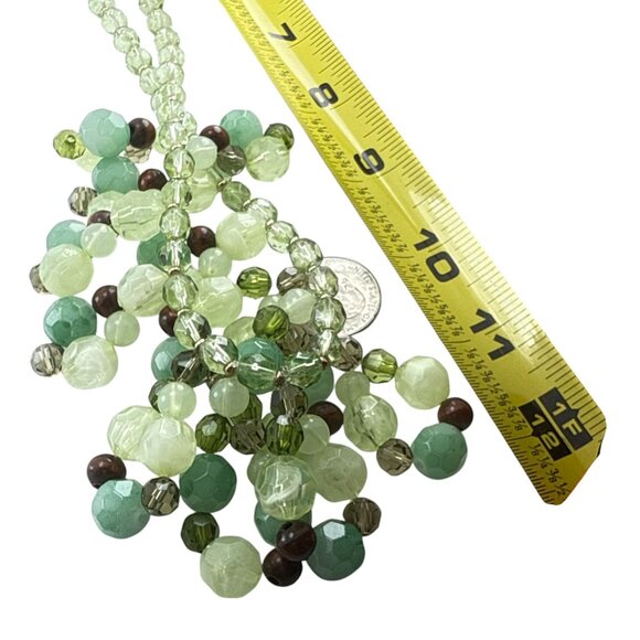 Green Faceted Glass Beaded Statement Necklace Chunky Layered Boho Jewelry - Picture 5 of 5